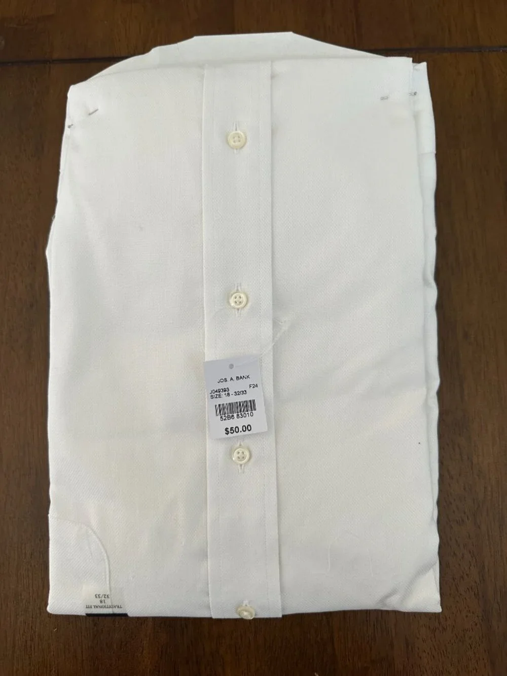 Jos. A. Bank White Trad Fit Sz 18 Button Down Men's Dress Shirt - Picture 7 of 10